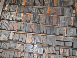Metal letters used in printing presses. Copyright L Debnam 2013